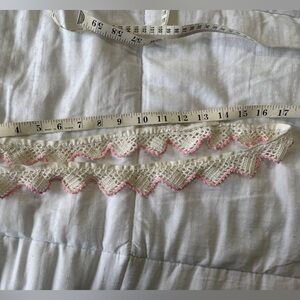 Vintage Crochet Lace Trim with Pink Edging